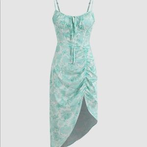 🌟 NEW WATER COLOR RUCHED MIDI DRESS